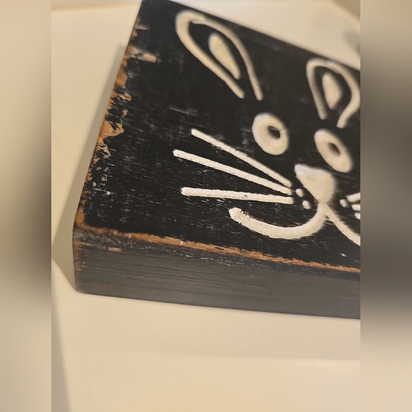 Primitive Rustic Farmhouse Black/white Wooden Bunny Decor - Picture 3 of 9